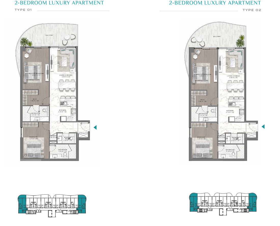 Damac Lagoons Views 2 Bedroom Apartment Floor Plan